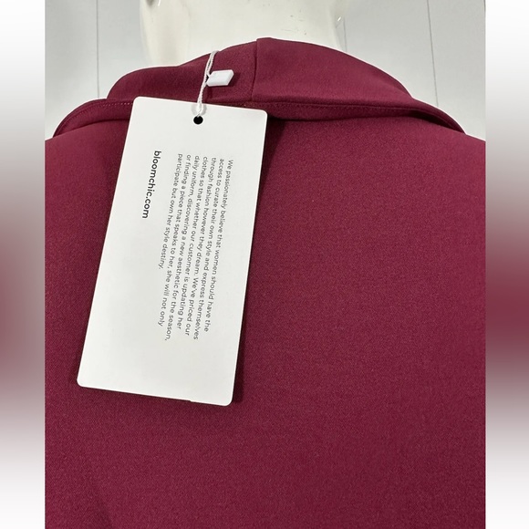NWT Bloom Chic Women’s Burgundy Red Lace Sleeve Dress V Neck Size 14-16 - Picture 9 of 13